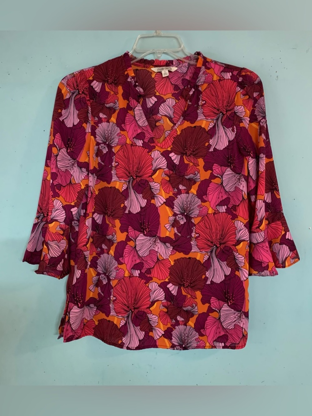 Pink & Orange Pioneer Woman floral print ladies blouse size S